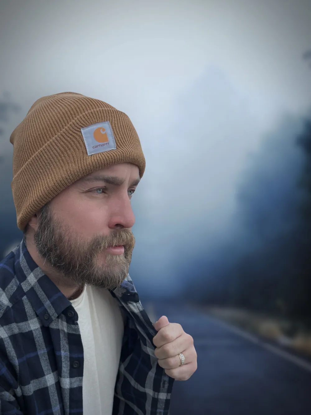 Man wearing a Carhartt beanie