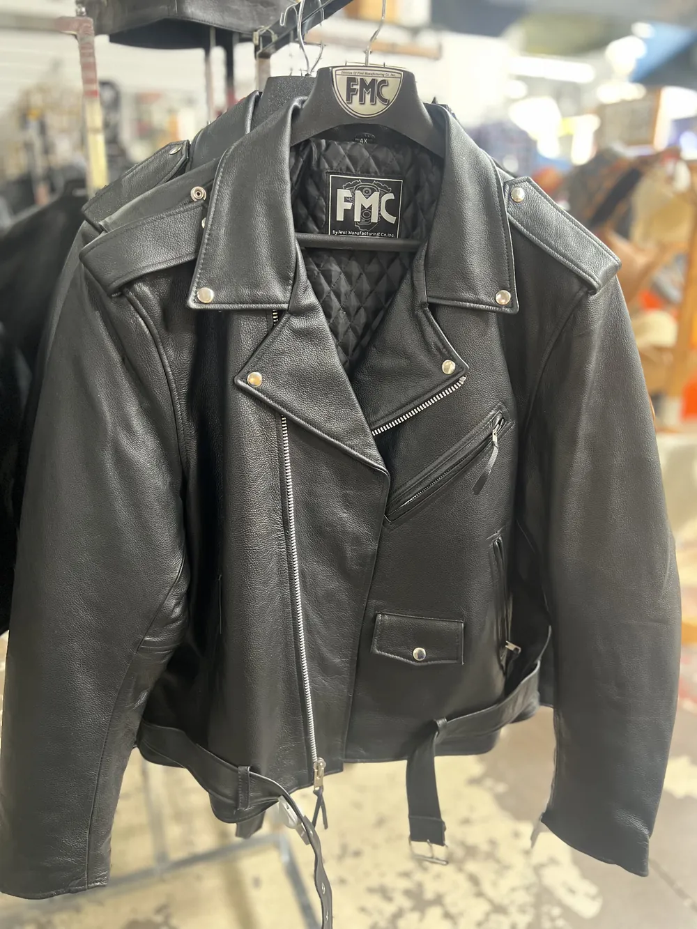 Black leather motorcycle jacket, Fall arrivals at Millers Surplus
