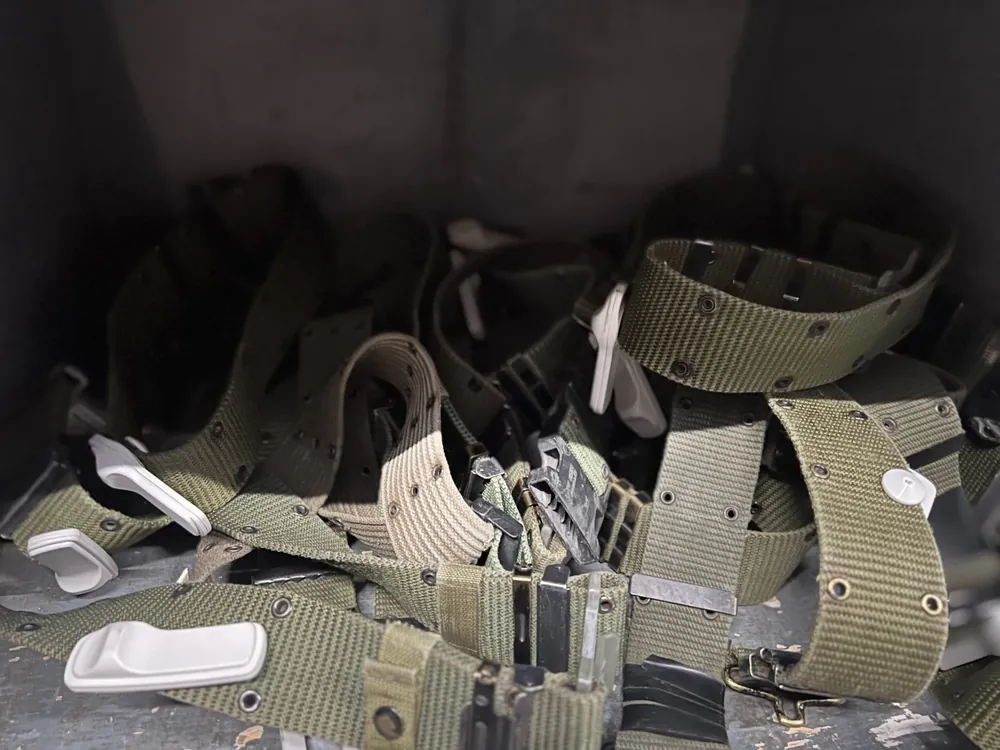Military pistol belts with metal buckles